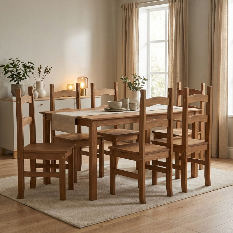 Juego de comedor 6 sillas, linea dorada Juego de comedor 6 sillas, linea dorada