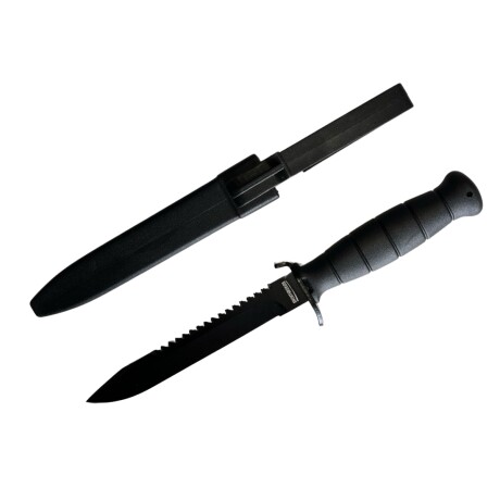 Cuchillo militar Cobra en polímero, hoja dentada Negro