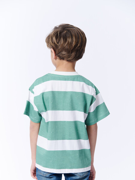 Remera Manga corta Oversize Rayas Verde