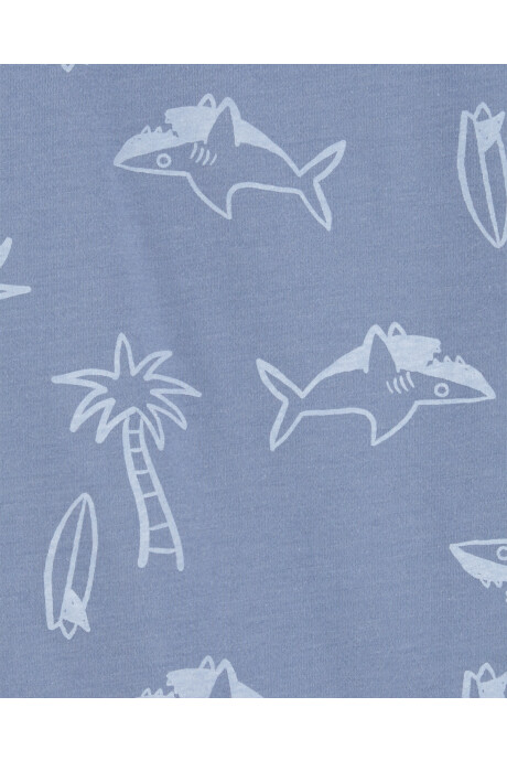 Remera de algodón, manga corta, diseño tiburones Sin color