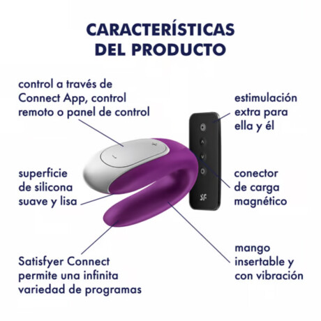 Vibrador Mando A Distancia Bluetooth Y Control Remoto Satisfyer Double Fun Violeta