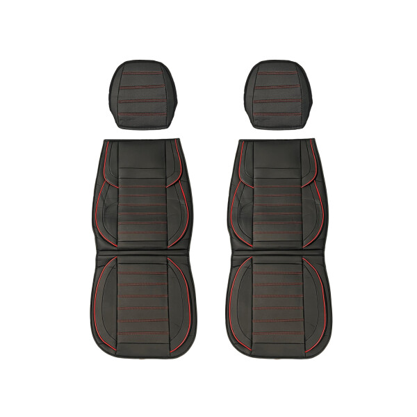 Cubreasientos Eco Cuero Negro Con Detalles Rojos 11 Piezas Cubreasientos Eco Cuero Negro Con Detalles Rojos 11 Piezas