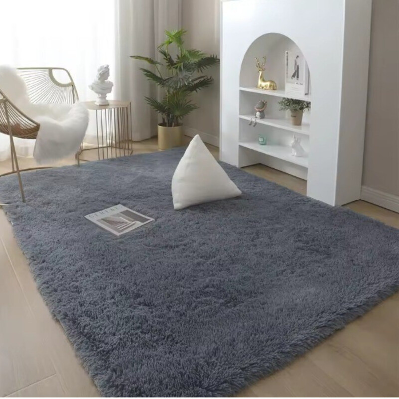 Alfombra Tapete Shaggy Peluda 100 X 150cm Pelo Alto Gris