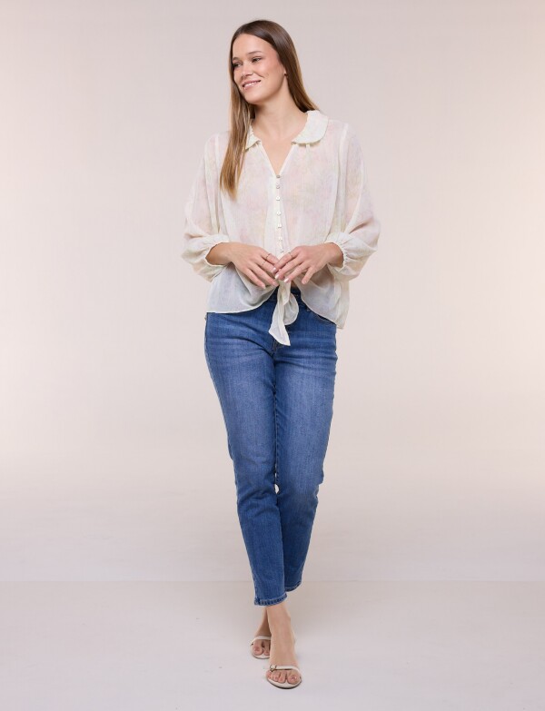 Blusa Gasa Traslucida Estampada CRUDO/MULTI