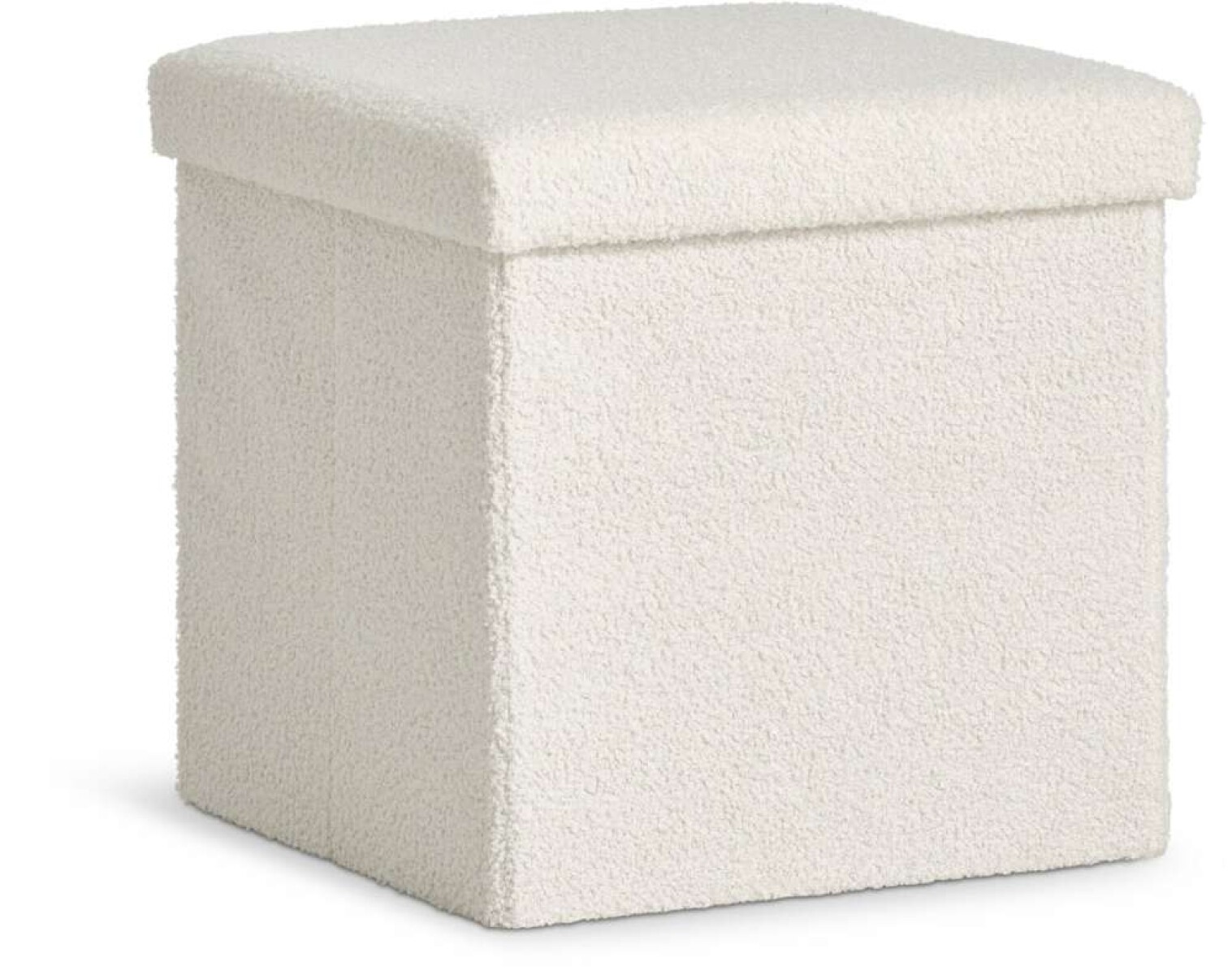 Puf Nysted 38X38 Con Almacenaje Felpa - Blanco 