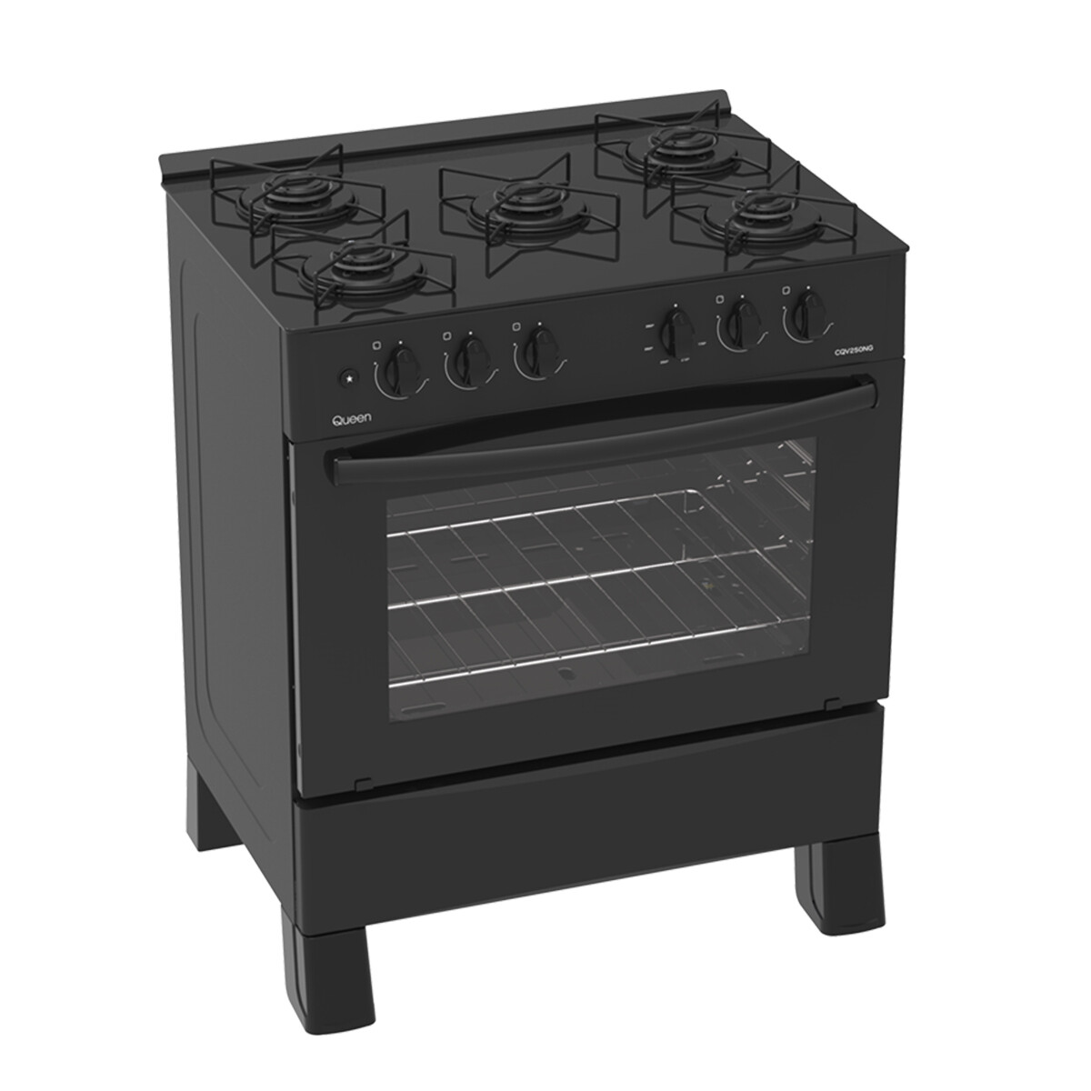 Cocina A Gas Queen Cqv250ng - COCINA QUEEN A GAS VIDRIO NEGRA CQV250NG 