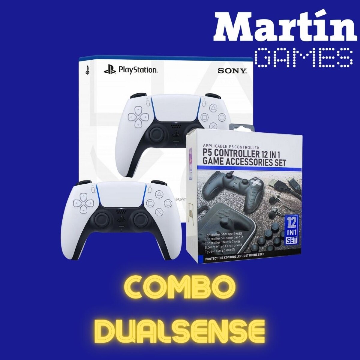 COMBO DUALSENSE PS5 + ACCESORIOS 12 EN 1 