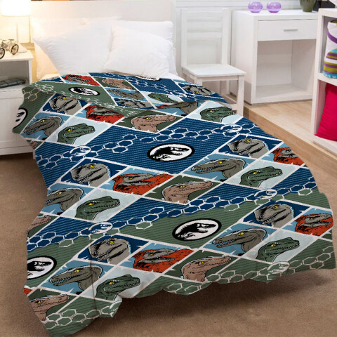 Colcha Infantil Jurassic World 1 Plaza 100% Microfibra U