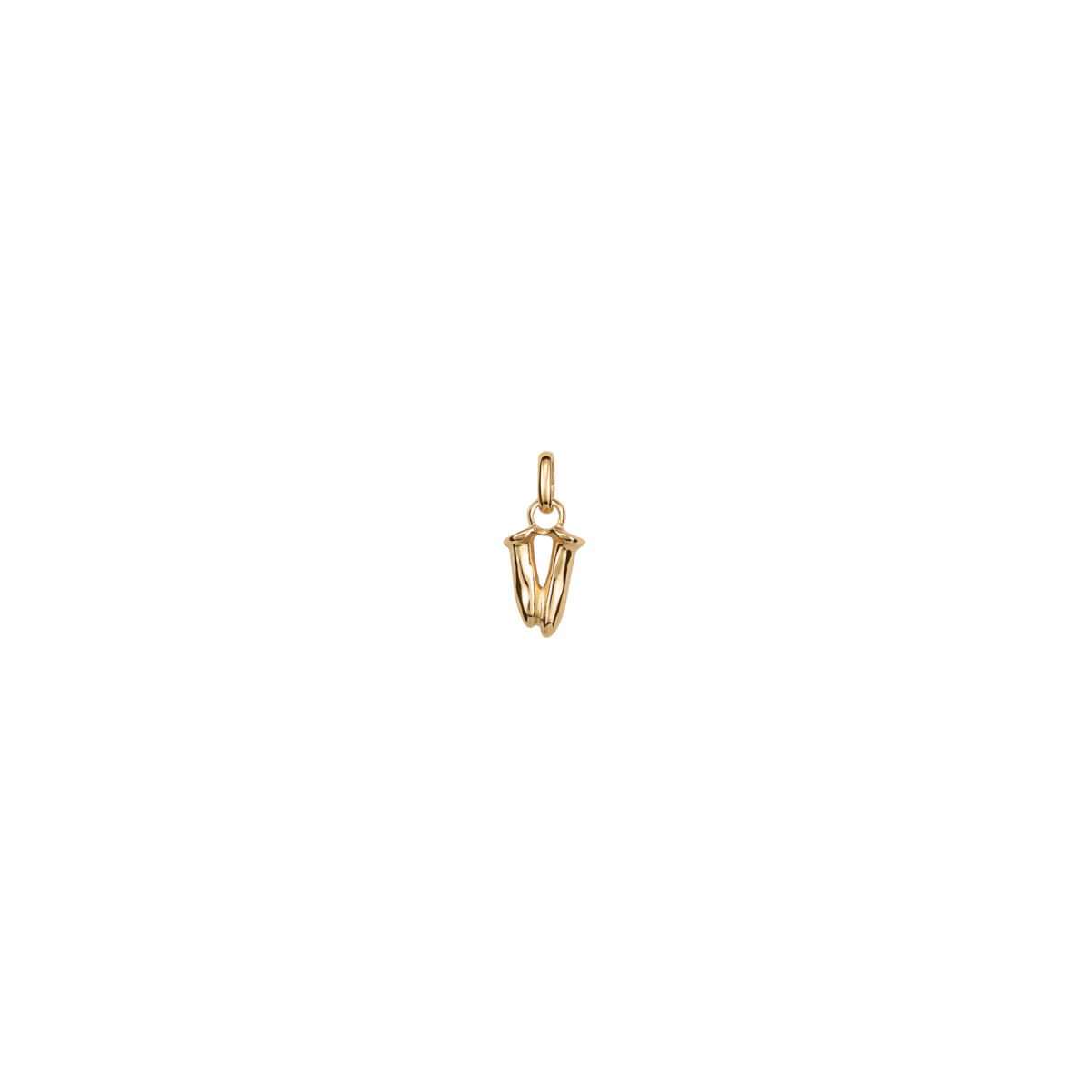 CHARM DE ALEACION DE METALES BAÑADO EN ORO DE 18 K CON FORMA DE LETRA V CON ARGOLLA - Charm 