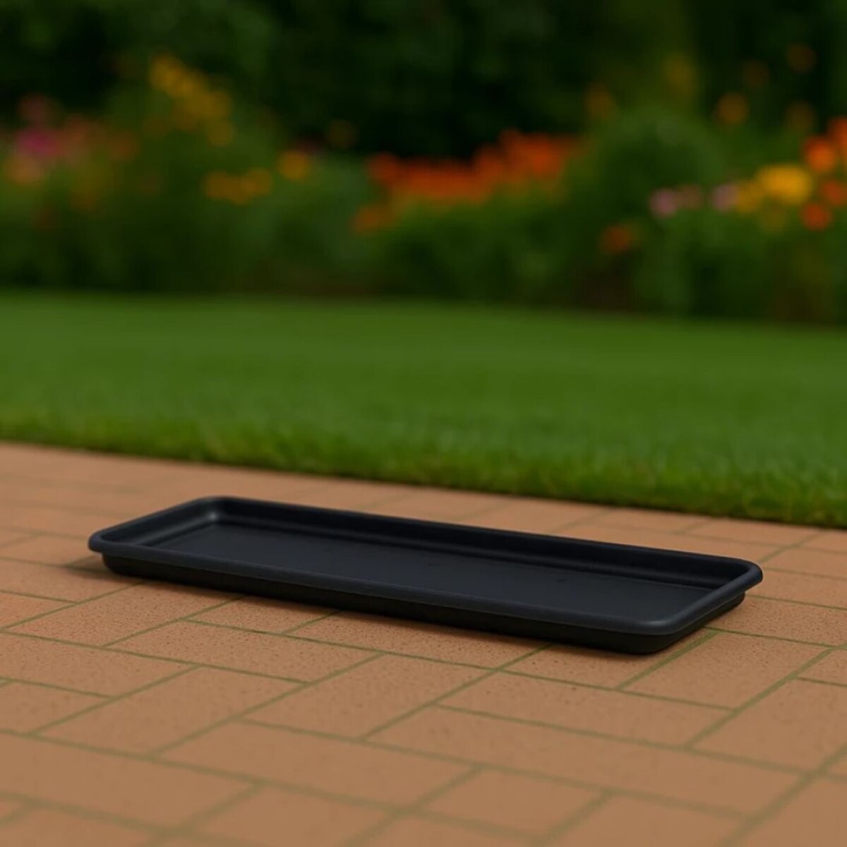 PLATO MACETA JARDINERA 45CM NEGRO 