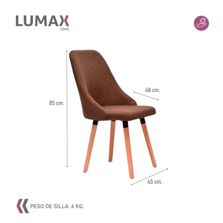 Silla de comedor Lumax modelo Harvey en tela Marrón