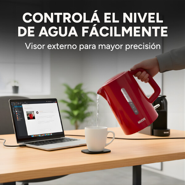 Jarra Electrica Marvo 1.7 Litros Corte Automatico Hervidor Variante Color Rojo
