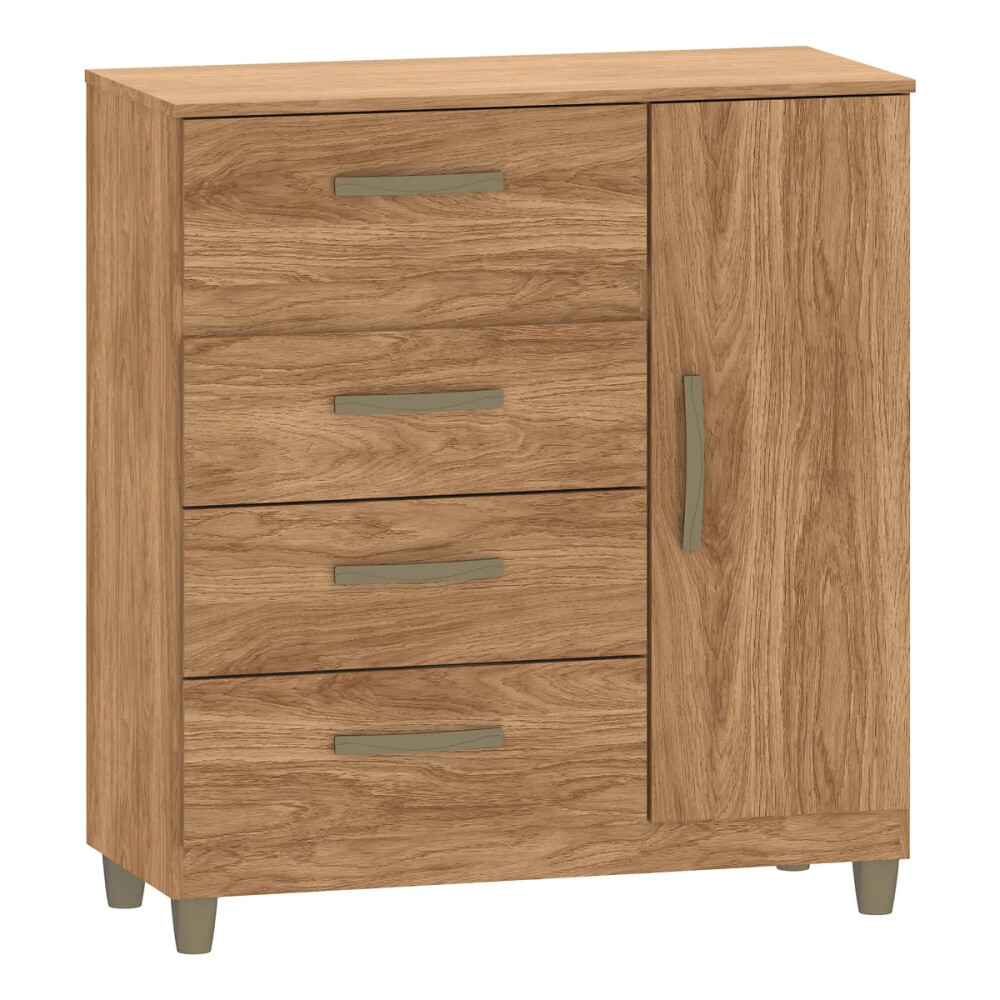 CÓMODA CAJONERA GUARDARROPA 4 CAJONES 1 PUERTA COLOR MADERA