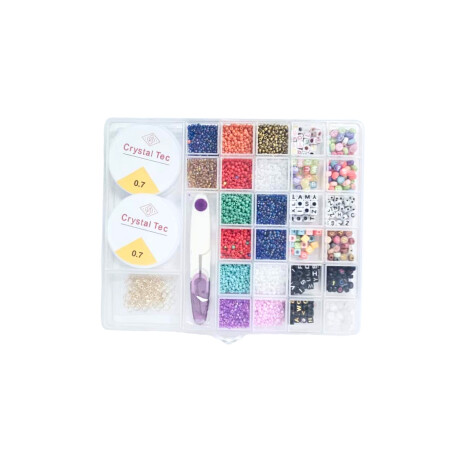 Set de mostacillas multicolor con tanza y tijera Sc