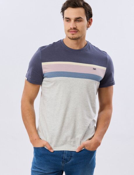 REMERA RAYADA DE ALGODÓN Gris