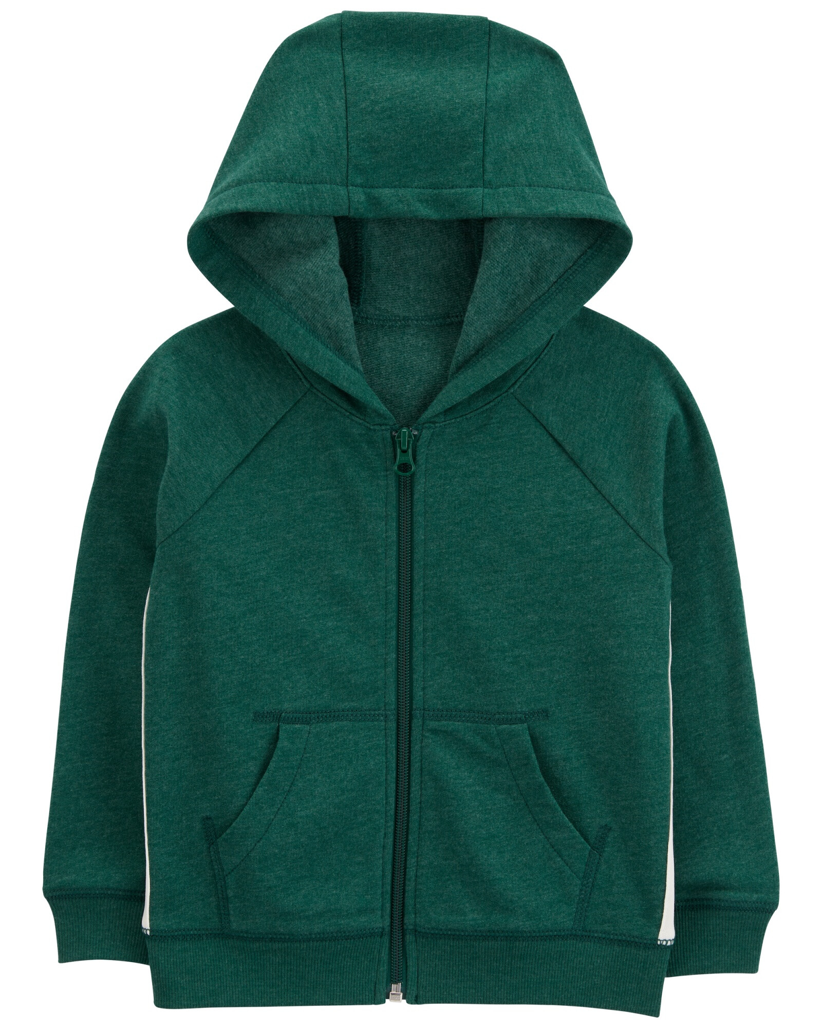 Campera de algodón con felpa, con franjas laterales, verde. Talles 2-5T Campera de algodón con felpa, con franjas laterales, verde. Talles 2-5T