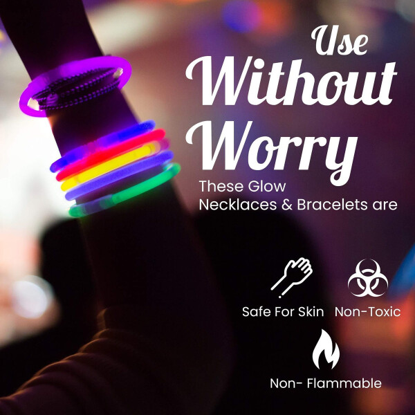 Pulseras Flúo Pack De 100 Unidades Luminosas Colores Neón Pulseras Flúo Pack De 100 Unidades Luminosas Colores Neón
