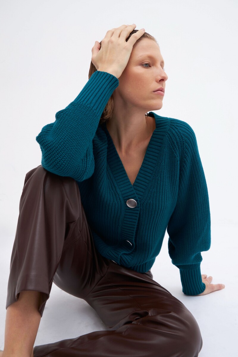 Cardigan con botones - verde petroleo 