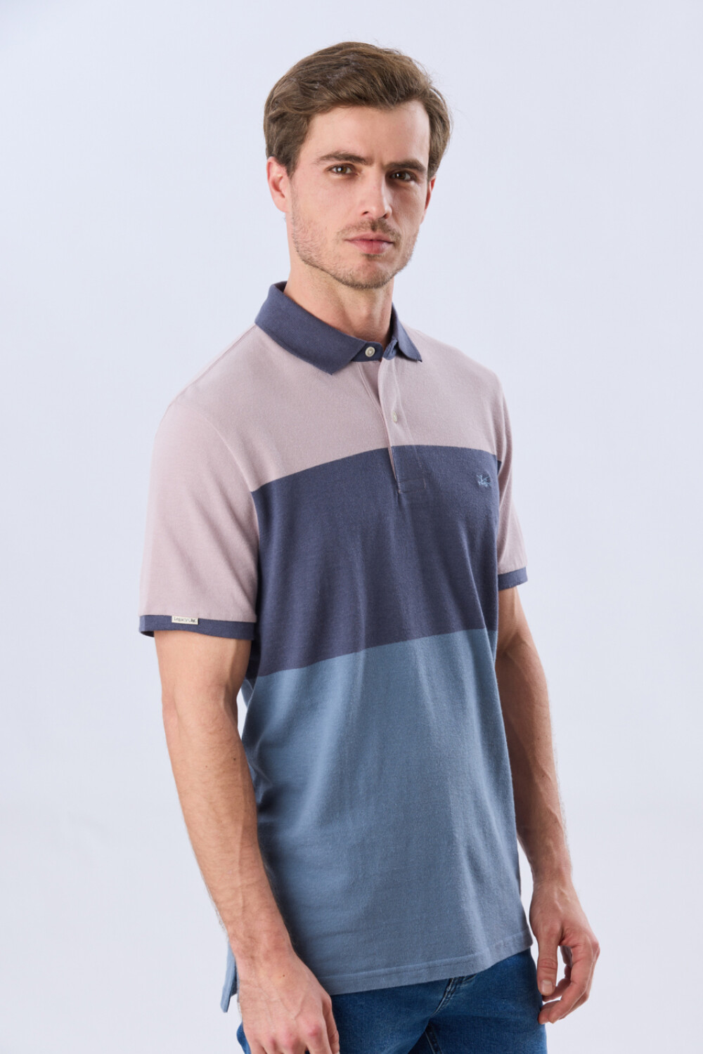 REMERA POLO RAYADA PIQUÉ Azul