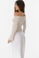 Sweater Oasis Beige con blanco