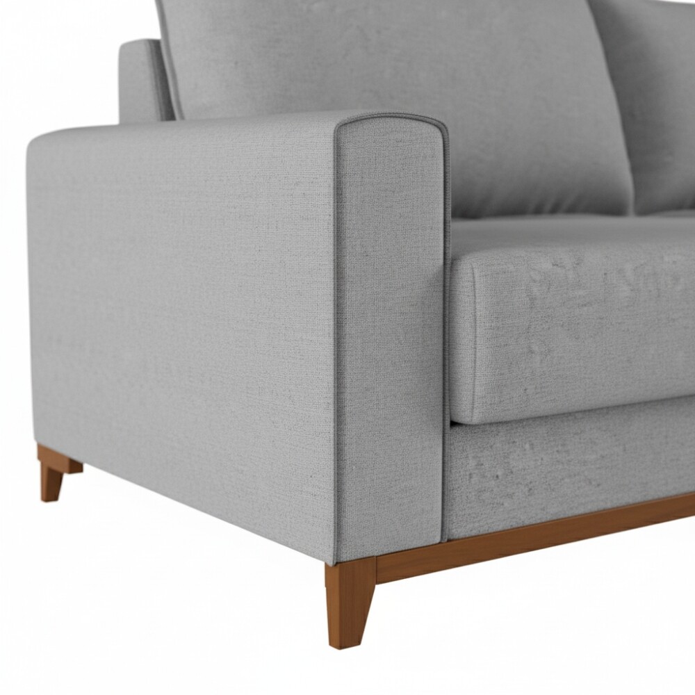 SOFÁ SILLON 3 CUERPOS PATAS DE MADERA GRIS