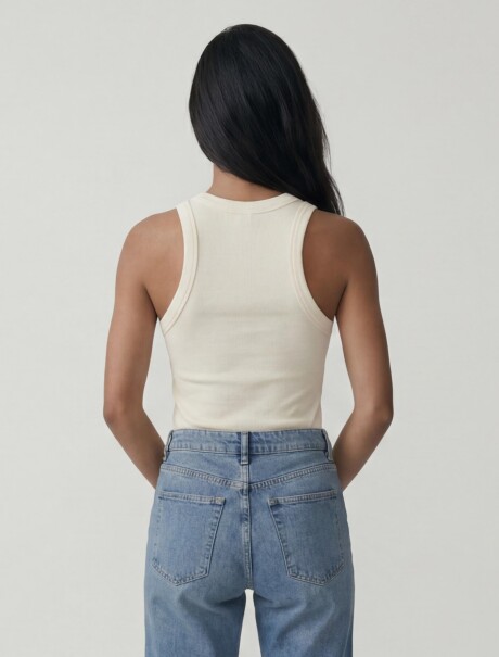 MUSCULOSA EN TELA ACANALADA BLANCO