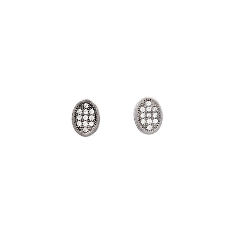 Caravanas Oval-Plata 925-Piedra Zirconia-CA3167 conpiedra