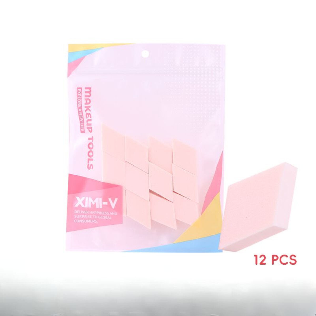 Pack Esponjitas De Maquillaje Romboidal - 12 Uni - Rosa 