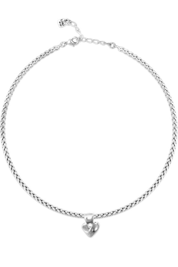 COLLAR DE ALEACIÓN DE METALES BAÑADO EN PLATA DE LEY CON DETALLE DE CORAZÓN Colgante