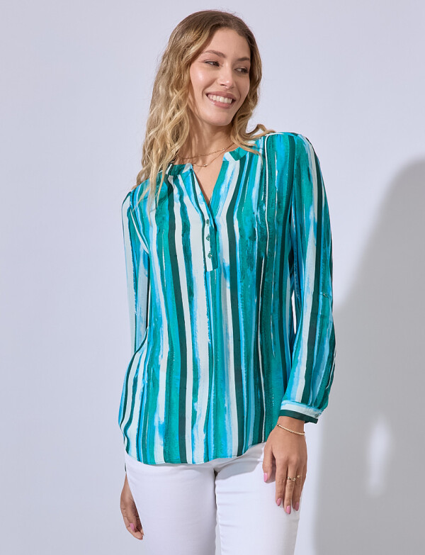 Blusa Botones Printed VERDE/MULTI