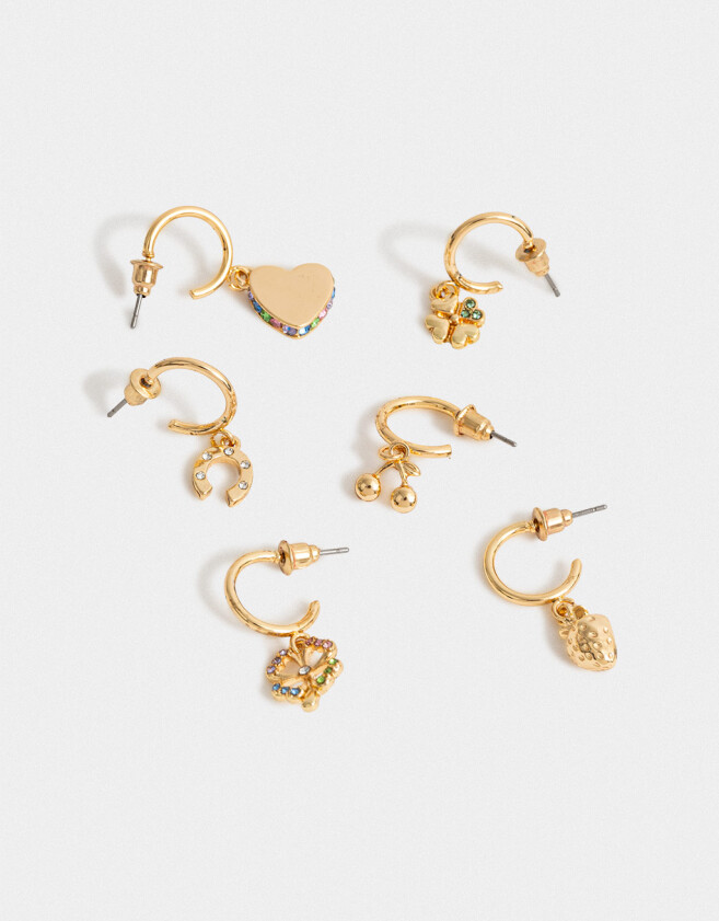 Aros Argollas Set Bañada en Oro Set De Argollas Bañadas En Oro - Dorado