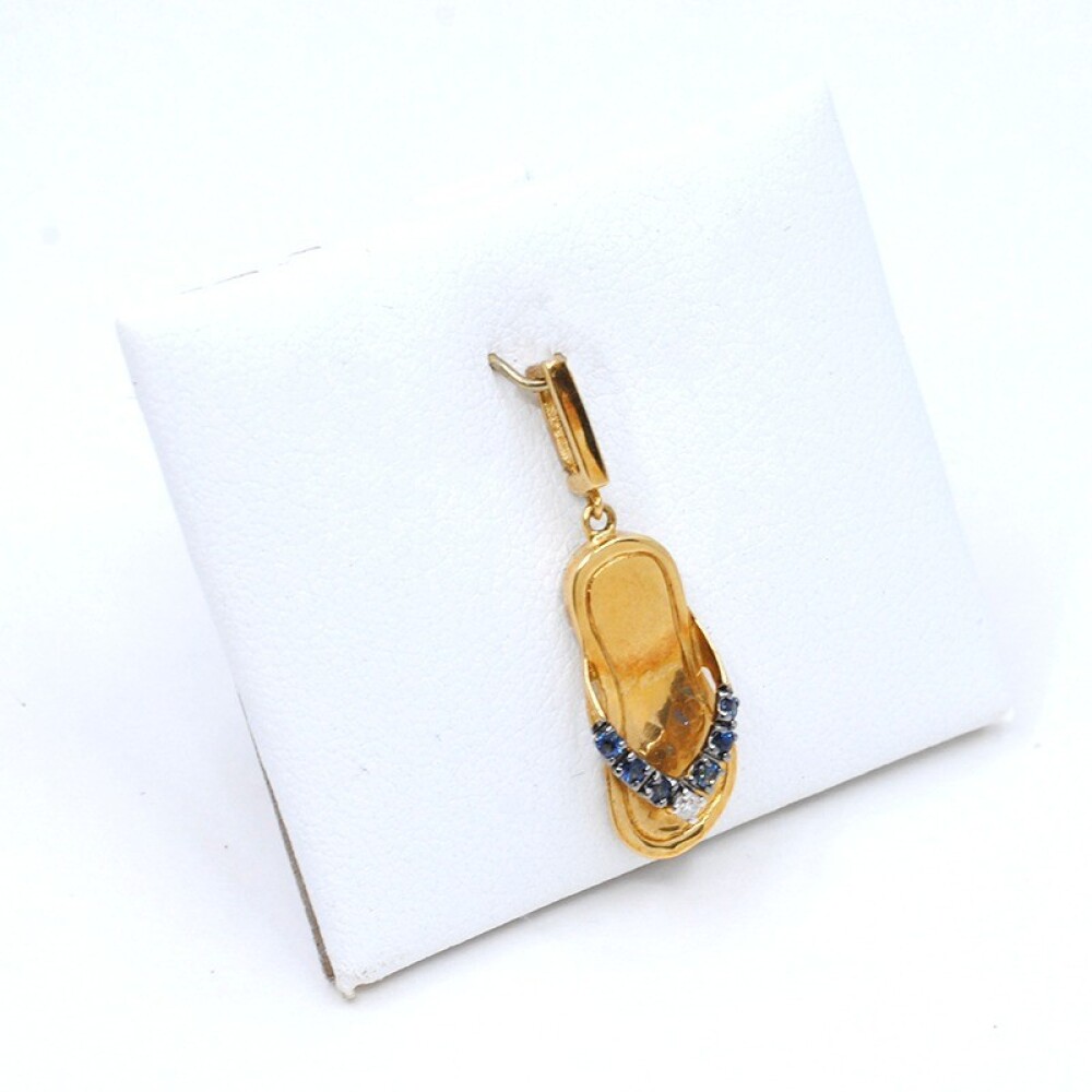 Dijes En Oro 18K Con Zafiros Y Brillante Dijes En Oro 18K Con Zafiros Y Brillante