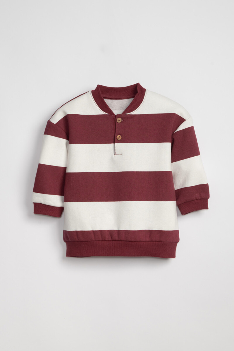 Buzo deportivo con botones - Rayas Bordo 