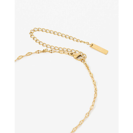 Cadena Acero Con Dije Nácar Dorado
