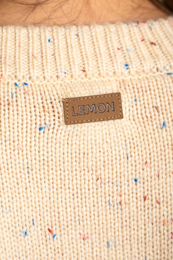 Cardigan Broches Bouttonne Beige Melange