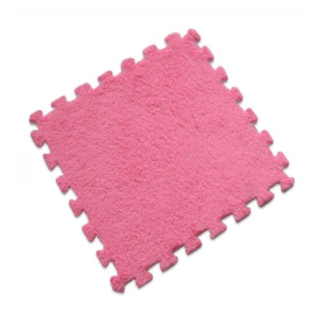 Alfombra Puzzle Goma Eva Peluda Infantil Shaggy 30 cm X10 UNIDADES FUCSIA