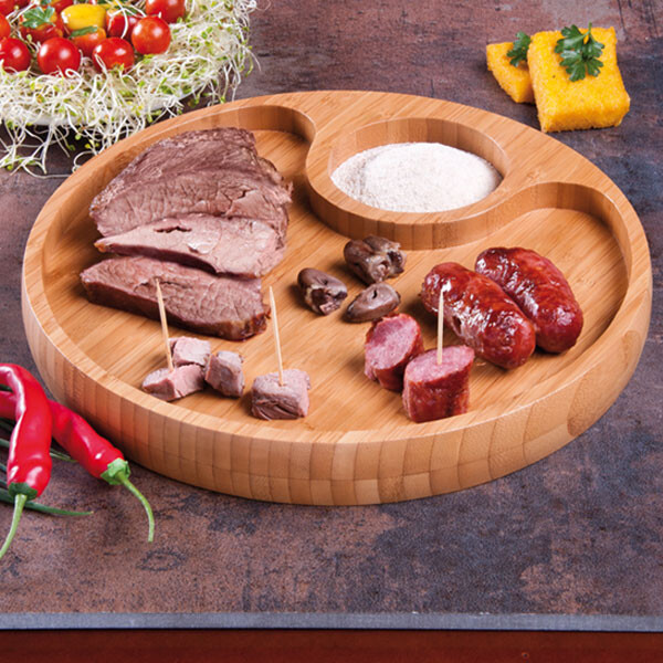 BANDEJA CON 2 DIVISIONES DE BAMBU 32.5X3.8 CM. MARRON