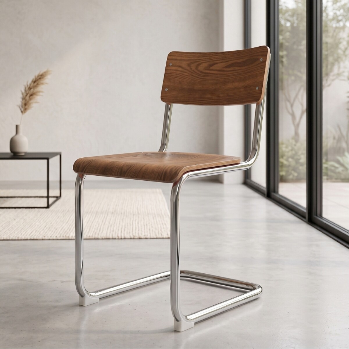 Silla de Comedor Metal Cromado - Impala - Nogal 