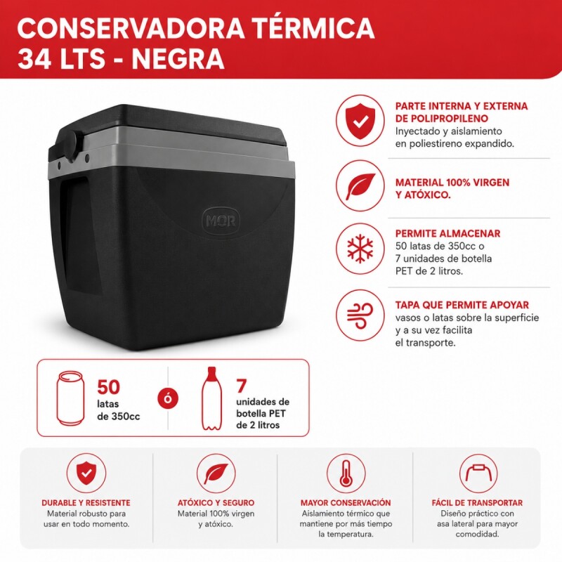 Conservadora térmica 34 lts NEGRO