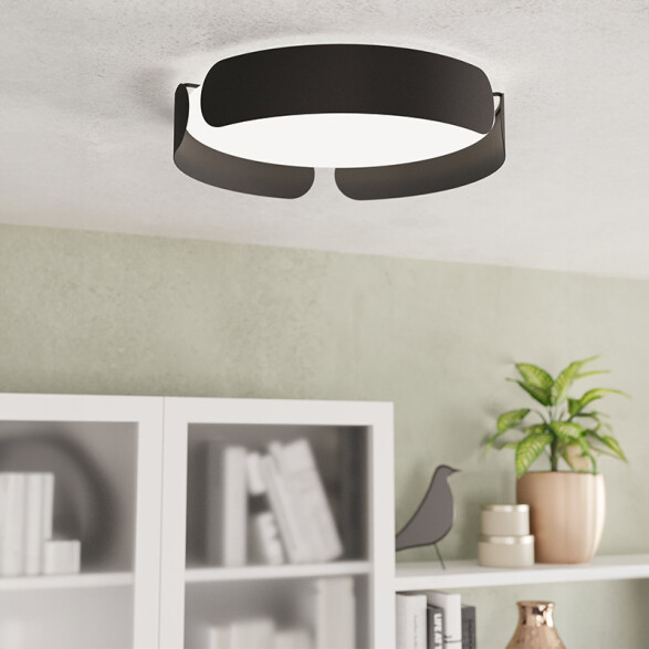 Plafón LED acero negro 20W cálida Ø370 VALCASOTTO EG3500