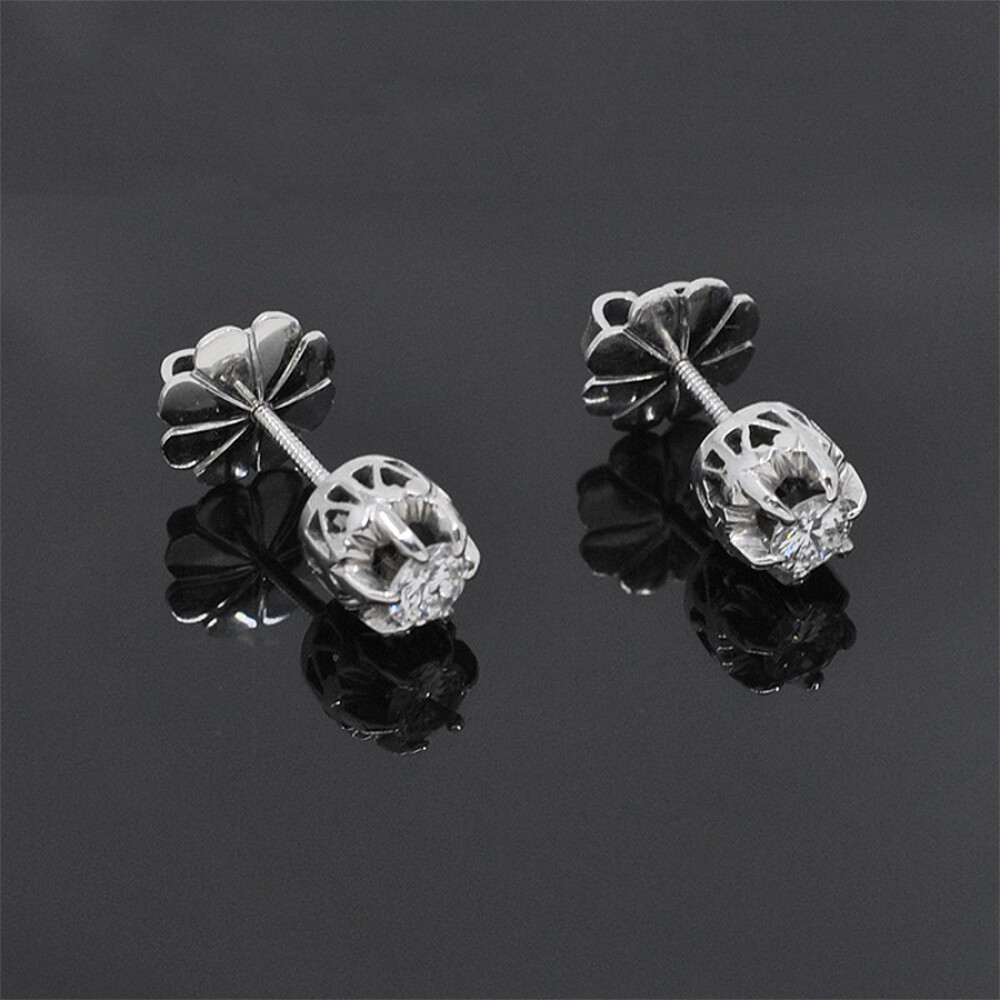 Caravanas En Oro 18K Blanco Y Brillantes Caravanas En Oro 18K Blanco Y Brillantes