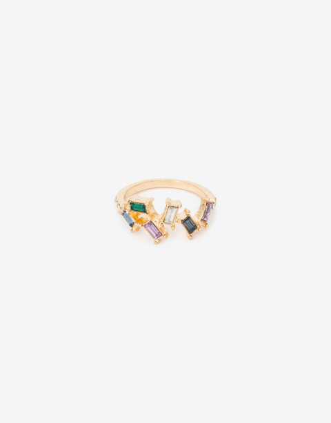 Anillos Chicos Strass Anillo Metal Y Strass Color - Dorado