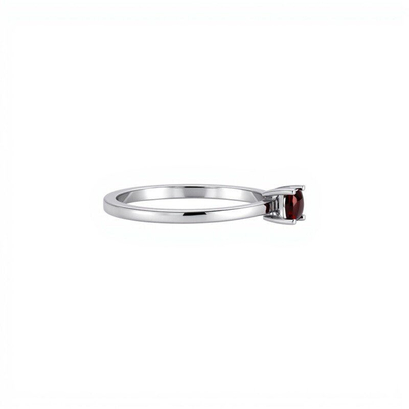 Anillo Cuadrado-Plata rodinada-Piedra Rubi-AN2021 conpiedra