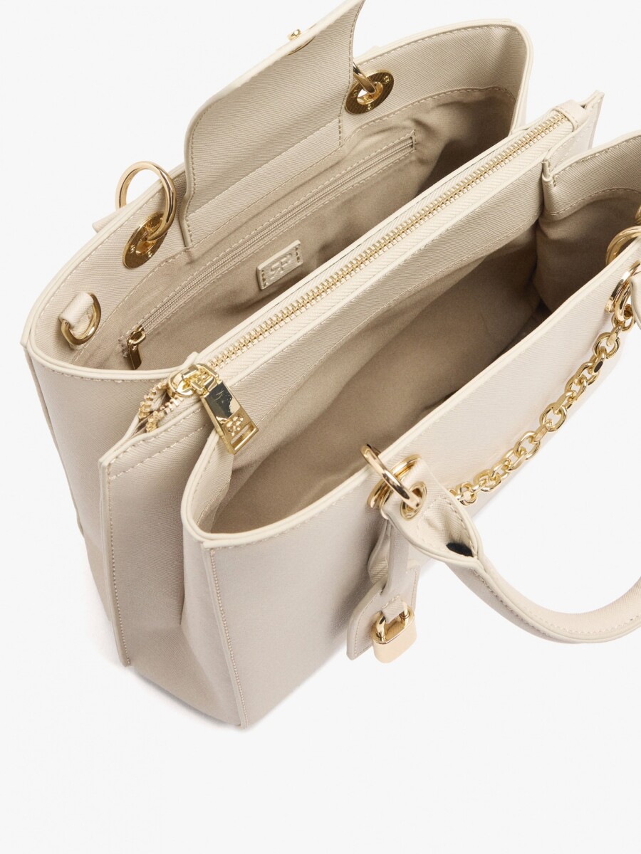 Bolso Tote Con Textura Y Penduro crudo