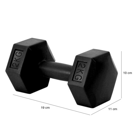 Pesa Mancuerna 2 kilos Revestida Entrenamiento Fitness Negro