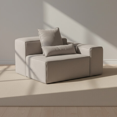 SOFÁ KAI 1 CUERPO TELA GRIS MODULAR CON BRAZO DERECHO