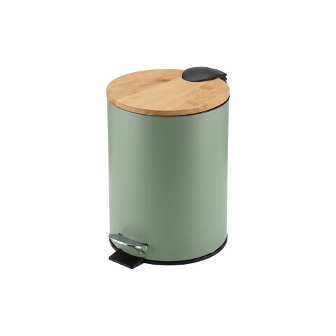 BASURERO METAL VERDE/BAMBU C/PEDAL 3L Unica