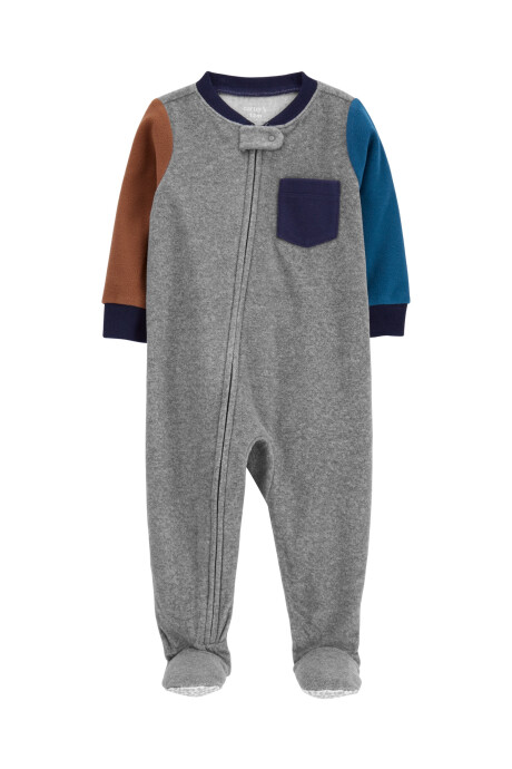 Pijama una pieza de micropolar con pie diseño bloque de colores Sin color