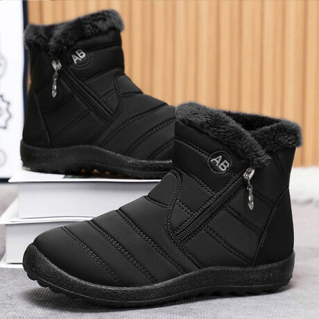 Bota De Abrigo Mujer Corderito Impermeable C/cierre Negro