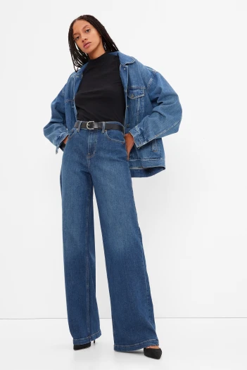 Jean Stride Tiro Alto Mujer Dark Wash